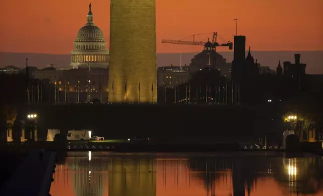 The U.S. Capitol, is seen on sunrise in Washington, Tuesday, Nov. 5, 2024. (AP Photo/Jose Luis Magana)