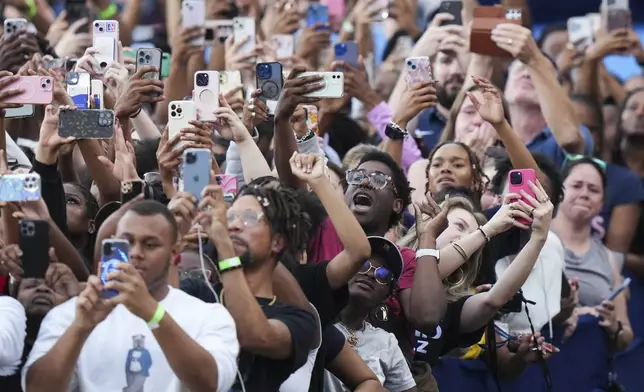 Supporters of Vice President Kamala Harris react during her concession speech for the 2024 presidential election, Wednesday, Nov. 6, 2024, on the campus of Howard University in Washington. (AP Photo/Stephanie Scarbrough)