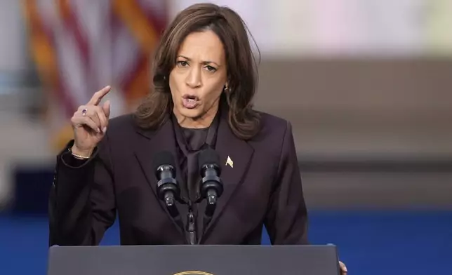 Vice President Kamala Harris delivers a concession speech for the 2024 presidential election on the campus of Howard University in Washington, Wednesday, Nov. 6, 2024. (AP Photo/J. Scott Applewhite)