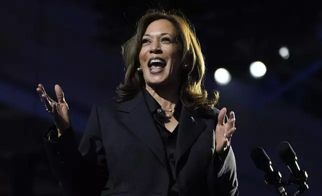 Democratic presidential nominee Vice President Kamala Harris speaks during a campaign rally at the Wisconsin State Fair Expo in West Allis, Wis., Friday, Nov. 1, 2024. (AP Photo/Jacquelyn Martin)