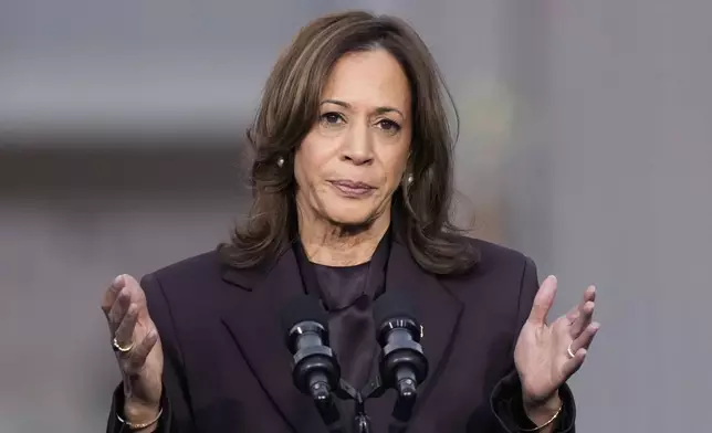 Vice President Kamala Harris delivers a concession speech for the 2024 presidential election on the campus of Howard University in Washington, Wednesday, Nov. 6, 2024. (AP Photo/Ben Curtis)