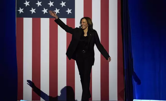 Democratic presidential nominee Vice President Kamala Harris arrives to speak during a campaign rally at the Wisconsin State Fair Expo in West Allis, Wis., Friday, Nov. 1, 2024. (AP Photo/Jacquelyn Martin)