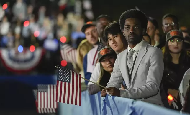 Supporters wait for the arrival of Democratic presidential nominee Vice President Kamala Harris at a campaign rally in Washington on Tuesday, Oct 29, 2024. (AP Photo/Jacquelyn Martin)