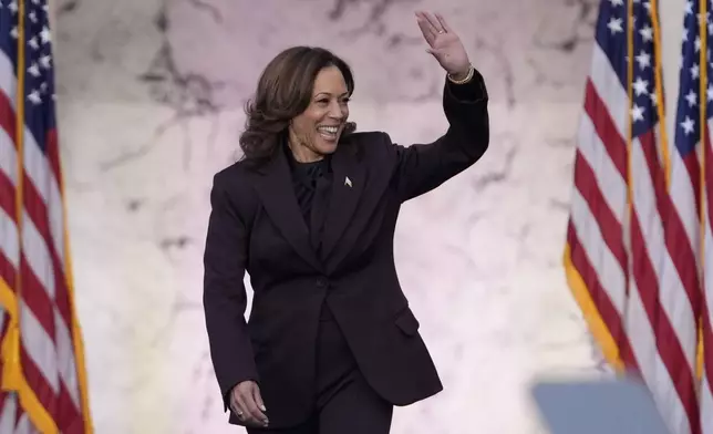 Vice President Kamala Harris arrives to deliver a concession speech for the 2024 presidential election on the campus of Howard University in Washington, Wednesday, Nov. 6, 2024. (AP Photo/J. Scott Applewhite)