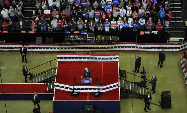 Republican presidential candidate former President Donald Trump speaks at a campaign rally, Saturday, July 20, 2024, in Grand Rapids, Mich. (AP Photo/Evan Vucci)