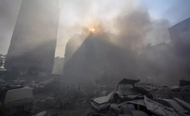 Smoke rises from the site of an Israeli airstrike in Dahiyeh, Beirut, Lebanon, Friday, Nov. 1, 2024. (AP Photo/Hassan Ammar)