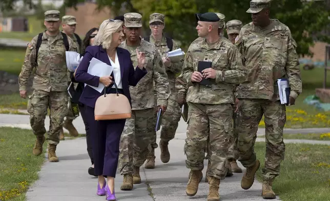 FILE - Army Secretary Christine Wormuth walks during a tour with soldiers at Fort Jackson, a U.S. Army Training Center, in Columbia, S.C., Sept. 25, 2024. (AP Photo/Chris Carlson, File)