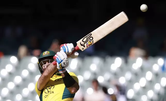 Australia's Glenn Maxwell bats against Pakistan during their one day international cricket match in Adelaide, Australia, Friday, Nov. 8, 2024. (AP Photo/James Elsby)