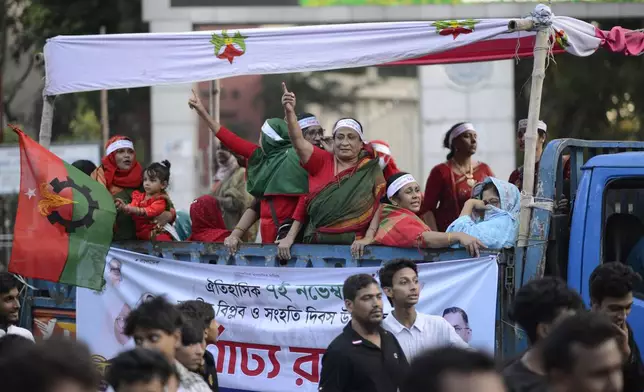 Bangladesh Nationalist Party (BNP) activists participate in a rally in Dhaka, Bangladesh, Friday, Nov. 8, 2024. (AP Photo/Mahmud Hossain Opu)