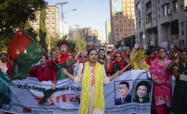 Bangladesh Nationalist Party (BNP) activists participate in a rally in Dhaka, Bangladesh, Friday, Nov. 8, 2024. (AP Photo/Mahmud Hossain Opu)