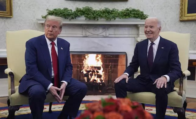 President Joe Biden meets with President-elect Donald Trump in the Oval Office of the White House, Wednesday, Nov. 13, 2024, in Washington. (AP Photo/Evan Vucci)