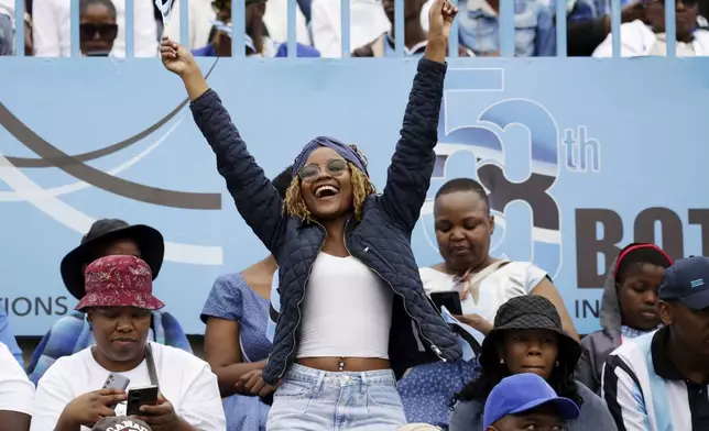 Supporters attend the inauguration of newly elected Botswana president, Duma Boko, in Gaborone, Botswana, Friday, Nov. 8, 2024. (AP Photo)