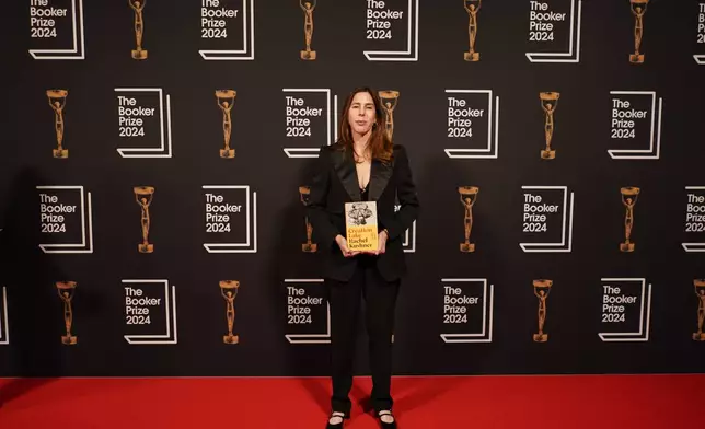 Rachel Kushner arrives at the Booker Prize award dinner in London, Tuesday, Nov. 12, 2024. (AP Photo/Alberto Pezzali)