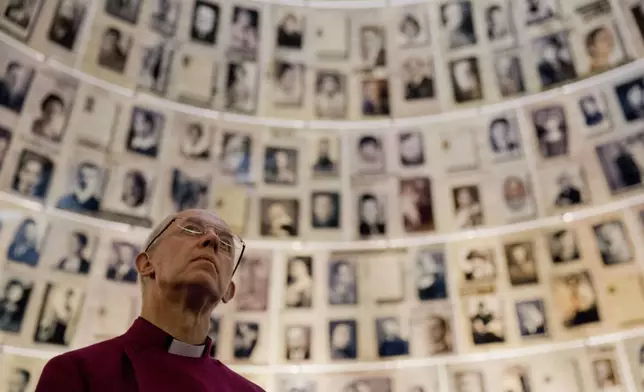 FILE - The Archbishop of Canterbury, Justin Welby, visits the Yad Vashem Holocaust memorial, in Jerusalem, Wednesday, May 3, 2017. (AP Photo/Ariel Schalit, File)