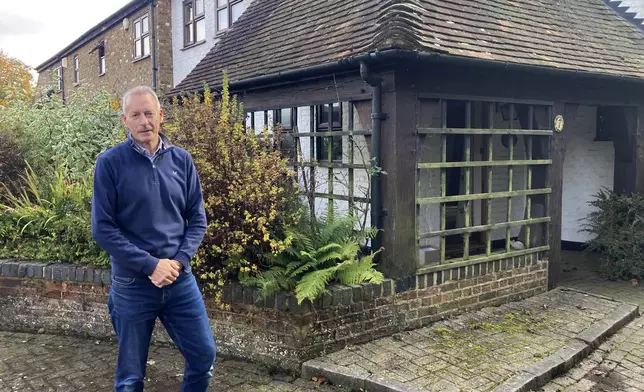 James Felstead poses near his home in Abbots Langley, England, on Friday, Oct. 18, 2024. Plans to build a data center in a field on Abbots Langley's outskirts has pitted the national government's priorities against the interests of local villagers. (AP Photo/Peter Morgan)