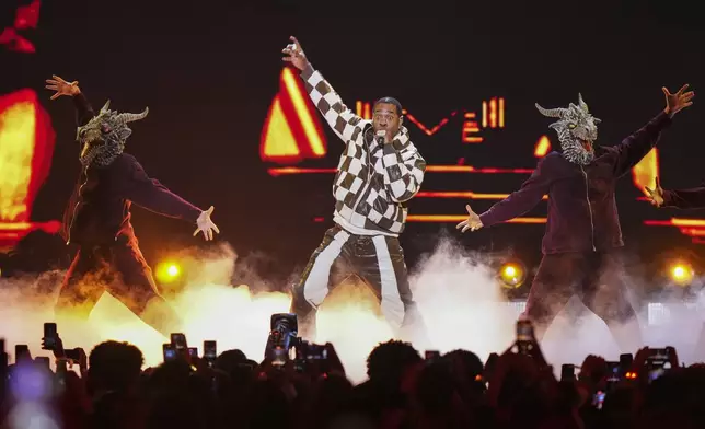 Busta Rhymes performs during the MTV European Music Awards in Manchester, England, Sunday, Nov. 10, 2024. (Scott A Garfitt/Invision/AP)