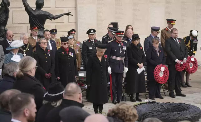 Sophie, Duchess of Edinburgh, attends a the Remembrance service at National Memorial Arboretum in Alrewas, Staffordshire, England, to mark Armistice Day, Monday Nov. 11, 2024. (Jacob King/PA via AP)