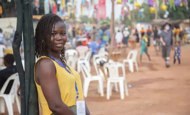 Hanifatou Dobila, the youngest director and actress to take part in Recreatrales, an international theater festival held in Ouagadougou, Burkina Faso, poses for a photo Monday, Oct. 28, 2024. (AP Photo/Kilaye Bationo)