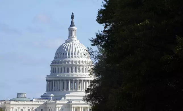 FILE - The U.S. Capitol is seen from Pennsylvania Avenue in Washington, on Election Day, Nov. 5, 2024. (AP Photo/Jon Elswick)