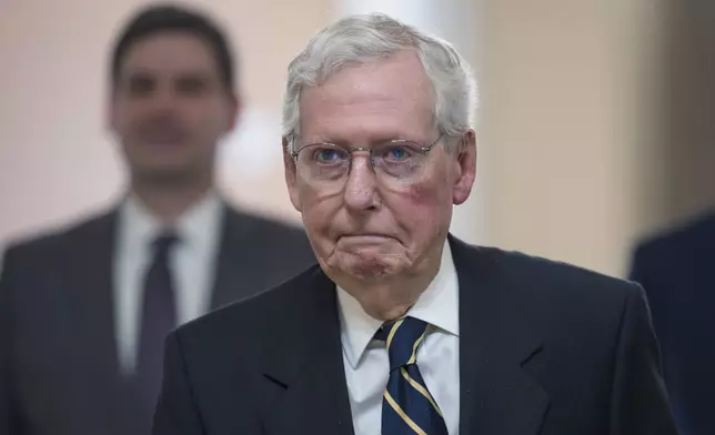 Senate Minority Leader Mitch McConnell, R-Ky., walks to the chamber as Congress returns for the lame-duck session at the Capitol in Washington, Tuesday, Nov. 12, 2024. (AP Photo/J. Scott Applewhite)