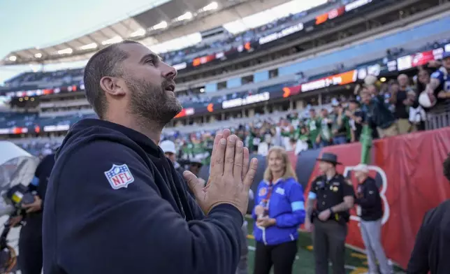 Philadelphia Eagles head coach Nick Sirianni leaves the field following an NFL football game against the Cincinnati Bengals, Sunday, Oct. 27, 2024, in Cincinnati. The Eagles won 37-17. (AP Photo/Carolyn Kaster)