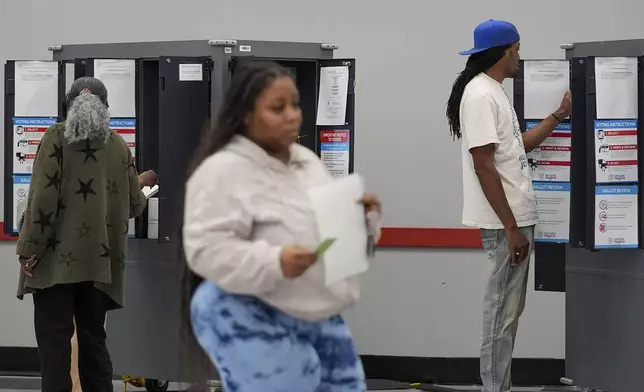 People cast their ballots, Tuesday, Nov. 5, 2024, in Atlanta. (AP Photo/Brynn Anderson)