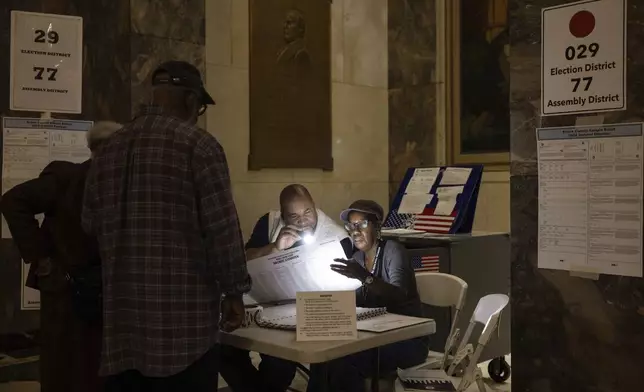 Volunteers check the ballots at the Bronx County Supreme Court in New York on Election Day, Tuesday, Nov. 5, 2024. (AP Photo/Yuki Iwamura)