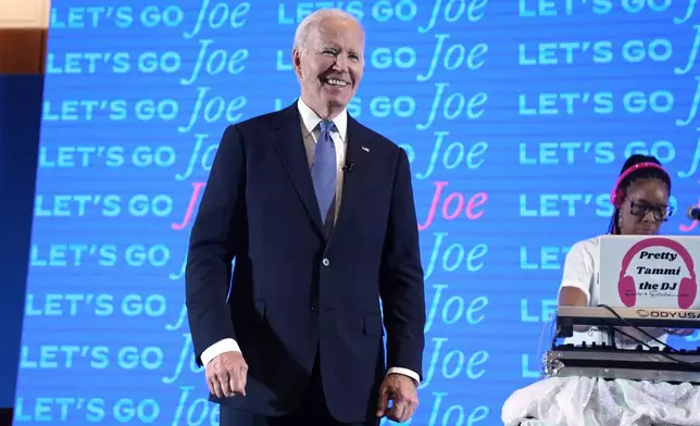 President Joe Biden visits a presidential debate watch party, Thursday, June 27, 2024, in Atlanta. (AP Photo/Evan Vucci)