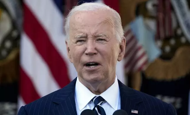 President Joe Biden speaks in the Rose Garden of the White House in Washington, Thursday, Nov. 7, 2024. (AP Photo/Susan Walsh)