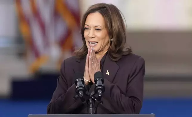 Vice President Kamala Harris delivers a concession speech for the 2024 presidential election on the campus of Howard University in Washington, Wednesday, Nov. 6, 2024. (AP Photo/J. Scott Applewhite)