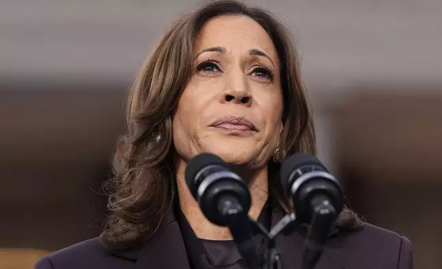 Vice President Kamala Harris delivers a concession speech after the 2024 presidential election, Wednesday, Nov. 6, 2024, on the campus of Howard University in Washington. (AP Photo/Jacquelyn Martin)