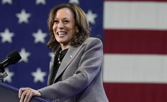 Democratic presidential nominee Vice President Kamala Harris speaks during a campaign event at Lakewood Amphitheatre, Saturday, Oct. 19, 2024, in Atlanta. (AP Photo/Jacquelyn Martin)