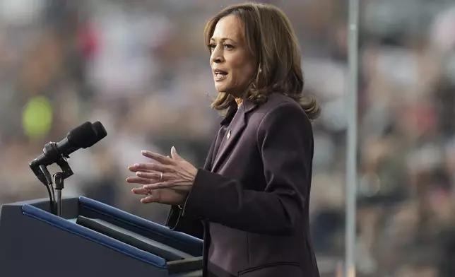 Vice President Kamala Harris delivers a concession speech for the 2024 presidential election, Wednesday, Nov. 6, 2024, on the campus of Howard University in Washington. (AP Photo/Stephanie Scarbrough)