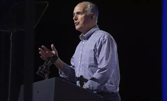 Sen. Bob Casey, D-Pa., speaks during a campaign rally for Democratic presidential nominee Vice President Kamala Harris outside the Philadelphia Museum of Art, Monday, Nov. 4, 2024, in Philadelphia. (AP Photo/Matt Rourke)