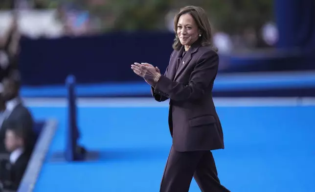 Vice President Kamala Harris arrives to deliver a concession speech for the 2024 presidential election, Wednesday, Nov. 6, 2024, on the campus of Howard University in Washington. (AP Photo/Stephanie Scarbrough)