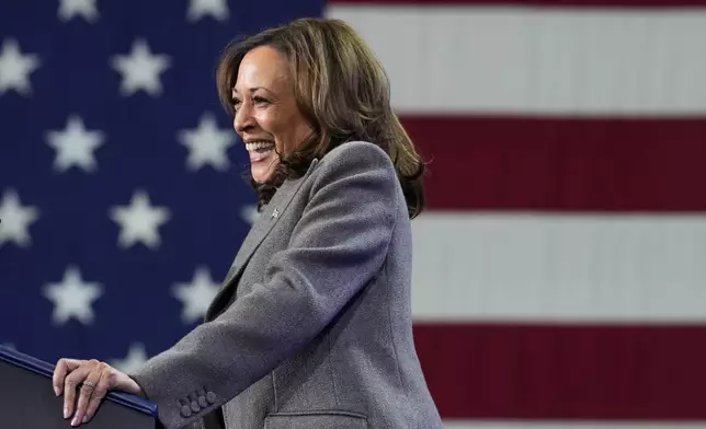 Democratic presidential nominee Vice President Kamala Harris speaks during a campaign event at Lakewood Amphitheatre, Saturday, Oct. 19, 2024, in Atlanta. (AP Photo/Jacquelyn Martin)