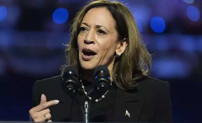 Democratic presidential nominee Vice President Kamala Harris speaks during a campaign rally at the Alliant Energy Center in Madison, Wis., Wednesday, Oct. 30, 2024. (AP Photo/Jacquelyn Martin)