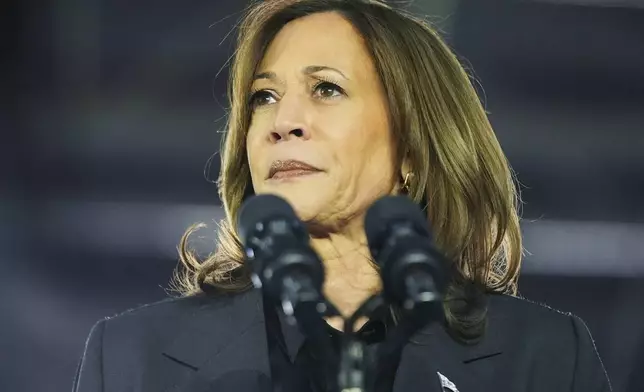 Democratic presidential nominee Vice President Kamala Harris speaks at a campaign rally at Little Chute High School, Friday, Nov. 1, 2024, in Little Chute, Wis. (AP Photo/Alex Brandon)