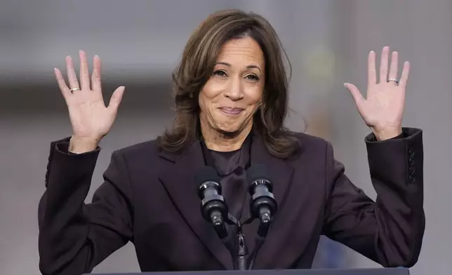 Vice President Kamala Harris delivers a concession speech for the 2024 presidential election on the campus of Howard University in Washington, Wednesday, Nov. 6, 2024. (AP Photo/Ben Curtis)