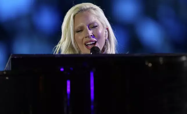 Lady Gaga performs during a campaign rally for Democratic presidential nominee Vice President Kamala Harris outside the Philadelphia Museum of Art, Monday, Nov. 4, 2024, in Philadelphia. (AP Photo/Matt Rourke)