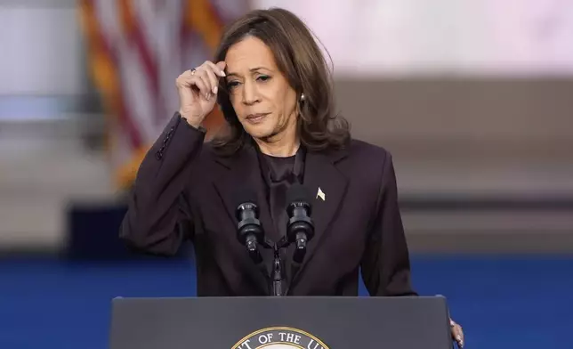 Vice President Kamala Harris delivers a concession speech for the 2024 presidential election on the campus of Howard University in Washington, Wednesday, Nov. 6, 2024. (AP Photo/J. Scott Applewhite)