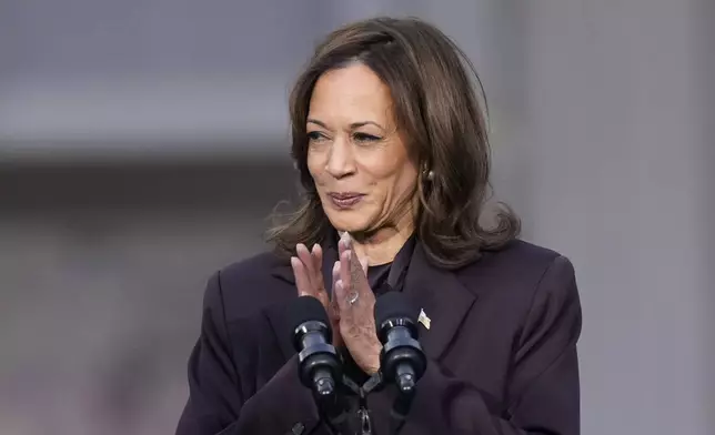 Vice President Kamala Harris delivers a concession speech for the 2024 presidential election on the campus of Howard University in Washington, Wednesday, Nov. 6, 2024. (AP Photo/Ben Curtis)