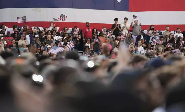 Supporters of Vice President Kamala Harris react as she delivers a concession speech for the 2024 presidential election on the campus of Howard University in Washington, Wednesday, Nov. 6, 2024. (AP Photo/Pablo Martinez Monsivais)