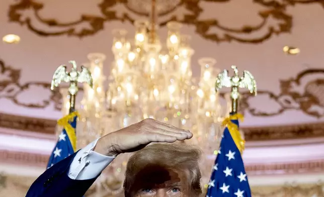 FILE - Former President Donald Trump looks out at the audience as he speaks at his Mar-a-Lago estate in Palm Beach, Fla., on Election Day, Nov. 8, 2022. (AP Photo/Andrew Harnik, File)