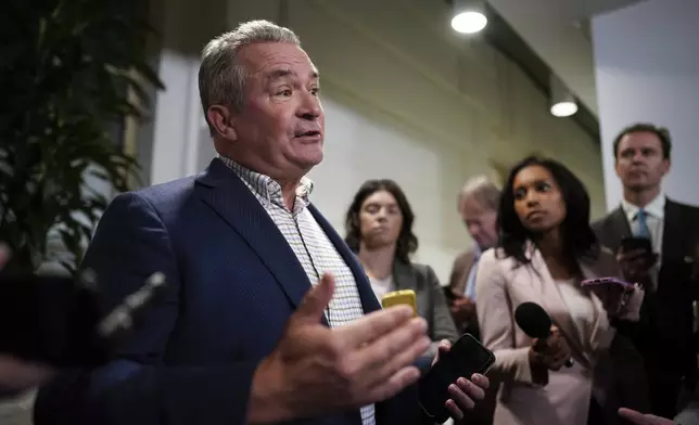 FILE - U.S. Rep. Don Bacon, R-Neb., speaks following a closed-door GOP meeting at the Capitol in Washington, Oct. 16, 2023. (AP Photo/J. Scott Applewhite, File)