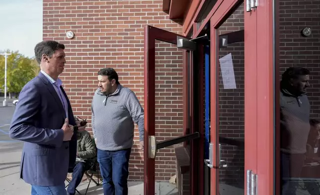 Sam Brown, Republican candidate for the U.S. Senate, arrives at a polling place to vote, Tuesday, Nov. 5, 2024, in Reno, Nev. (AP Photo/Godofredo A. Vasquez)