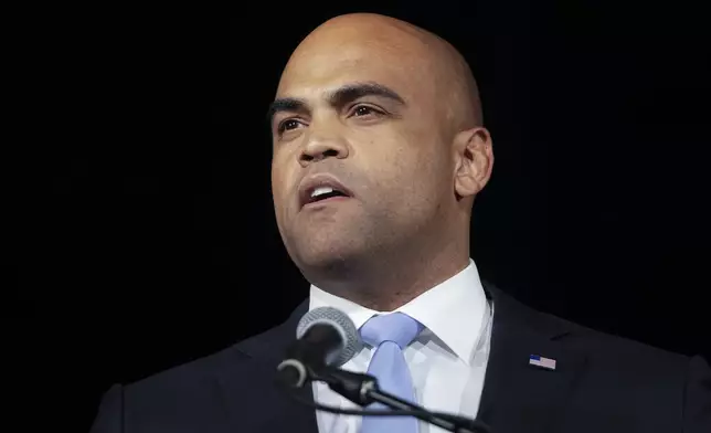 Texas Democratic Senate candidate Rep. Colin Allred, D-Texas, speaks during a watch party on election night, Tuesday, Nov. 5, 2024, in Dallas. (AP Photo/Tony Gutierrez)