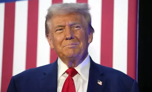 Republican presidential nominee former President Donald Trump arrives to speak to the National Fraternal Order of Police fall meeting, Friday, Sept. 6, 2024, in Charlotte, N.C. (AP Photo/Evan Vucci)