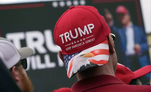 Supporters arrive before Republican presidential nominee former President Donald Trump speaks at a campaign rally in Gastonia, N.C., Saturday, Nov. 2, 2024. (AP Photo/Chris Carlson)