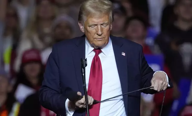 Republican presidential nominee former President Donald Trump speaks at a campaign event Friday, Nov. 1, 2024, in Milwaukee. (AP Photo/Morry Gash)